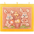 Candles Zajace s košíkom vonná sviečka plochá sa 3 knôty 130 x 100 mm
