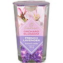 Emocio Orchard Blossom & French Lavender - Rozkvitnuté kvety a levanduľa dvojfarebná vonná sviečka sklo 76 x 118 mm 170 g