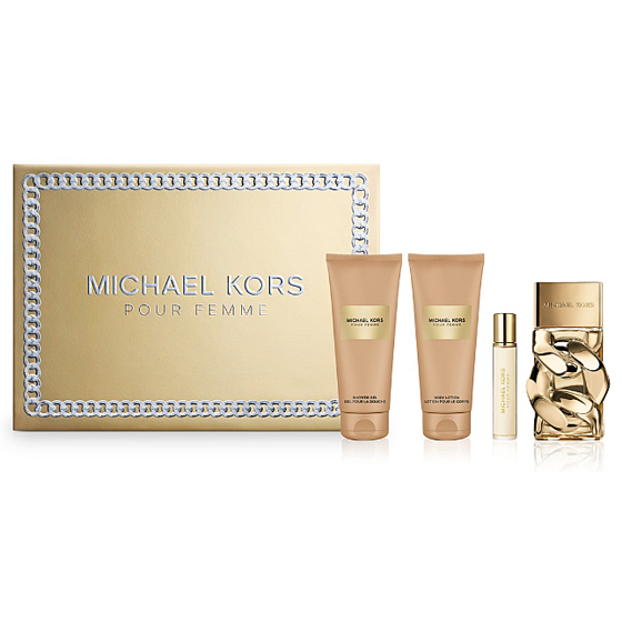 Michael Kors Pour Femme parfumovaná voda 100 ml + telové mlieko 100 ml + sprchový gél 100 ml + parfumovaná voda 10 ml miniatúra, darčeková sada pre ženy