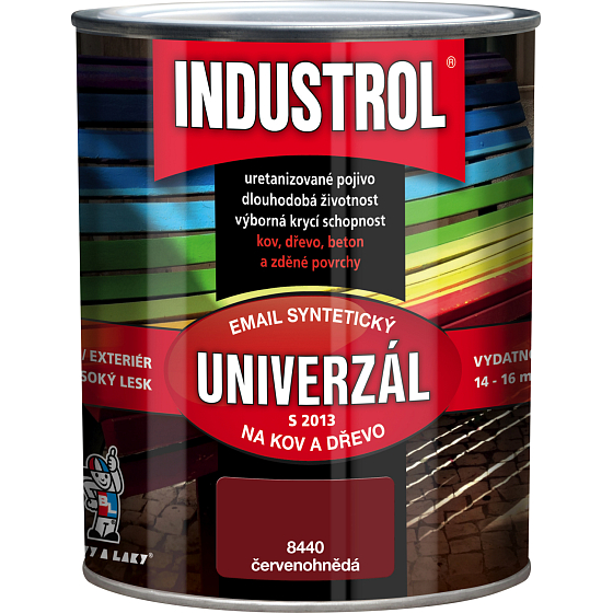 Industrol S2013 univerzál lesk vrchná farba na kov a drevo, 8440 červenohnedá, 600 ml