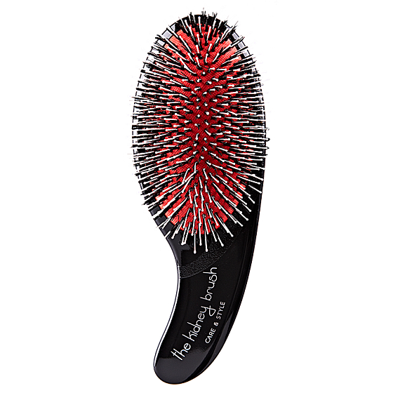 Olivia Garden The Kidney Brush Care & Style Black rozčesávacia kefa s kombinovanými, nylonovými a prírodnými kačnými štetinami
