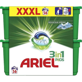 Ariel 3v1 Mountain Spring gélové kapsule na pranie bielizne 56 kusov 1674,4 g