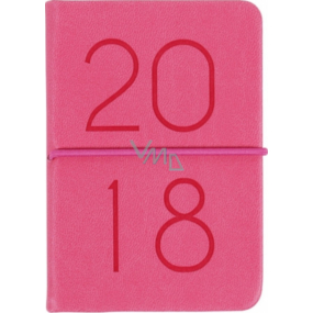 Albi Diár 2018 mini Ružový s gumičkou 7,5 cm × 11 cm × 1,1 cm