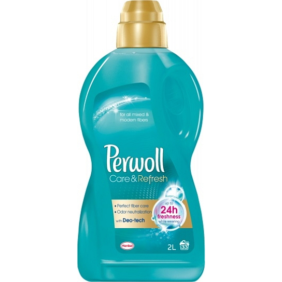 Perwoll Care & Refresh prací gél na syntetickej a zmesné textílie, zachytáva a neutralizuje nežiaduce pachy priamo v látke 33 dávok 2 l
