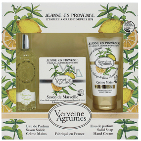 Jeanne en Provence Verveine cédru - Verbena a Citrusové plody toaletná voda pre ženy 60 ml + toaletné mydlo mydlo 100 g + krém na ruky 75 ml, kozmetická sada