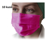 Rúška 3 vrstvová ochranná zdravotné netkaná jednorazová, nízky dýchací odpor 10 kusov ružová