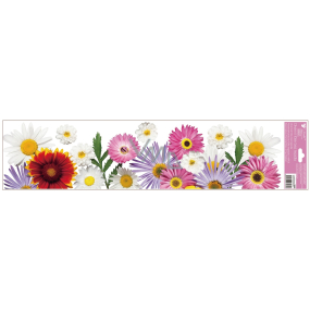 Okenná fólia bez lepiacich pruhov kvety farebné a fialové 64 x 15 cm