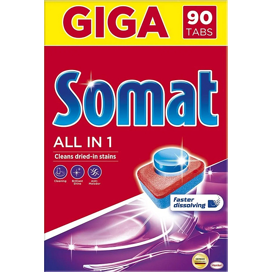 Somat All in 1 Extra tablety do umývačky riadu 90 kusov