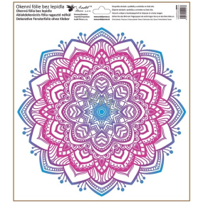 Okenná fólia bez lepidla Ružovo-modrá mandala 30 x 33,5 cm
