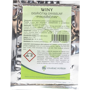 Winy disiřičitan draselný pre potraviny, konzervant E 224, 10 g