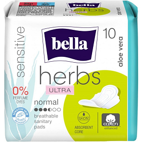 Bella Herbs Aloe Vera Ultra normálne dámske vložky s krídelkami 10 ks Bella Herbs Aloe Vera Ultra normálne dámske vložky s krídelkami 10 ks