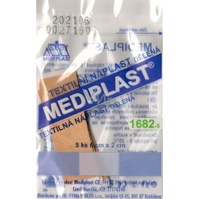 Mediplast textilná náplasť delená 6 cm x 2 cm 5 kusov