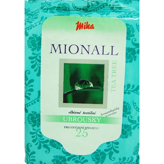 Mika Mionall Tea Tree vlhčené textilné obrúsky na intímnu hygienu 25 kusov