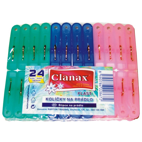 Clanax Štipce na bielizeň plastové 24 kusov / 56 mm