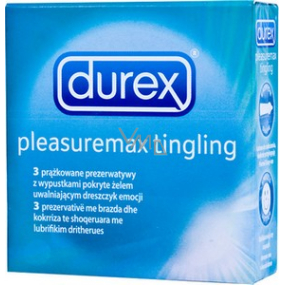 Durex Pleasuremax Tingling kondóm s vrúbkovaním a výstupkami nominálna šírka: 56 mm 3 kusy