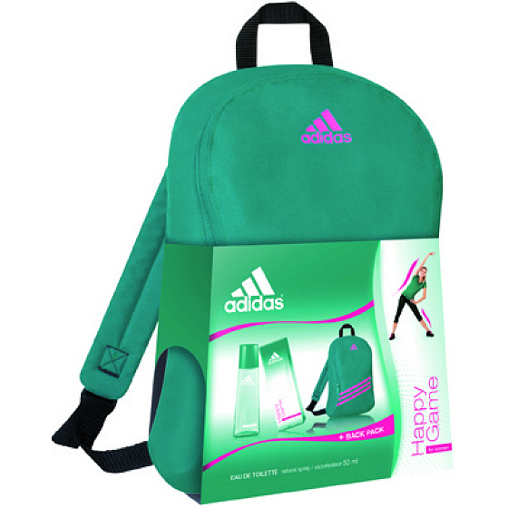 Adidas Happy Game toaletná voda 50 ml + batoh, darčeková sada pre ženy