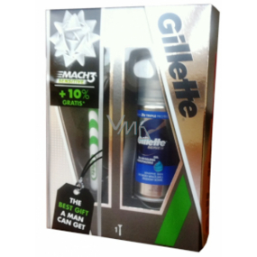 Gillette Mach3 Sensitive strojček s 1 náhradný hlavicou + Sensitive Skin gél na holenie 75 ml, kozmetická sada pre mužov