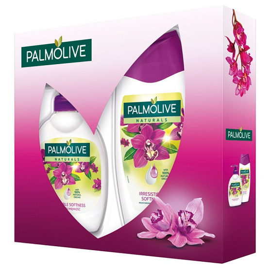Palmolive Purpurová energie Naturals Irresistible Softness Natural Orchid sprchový gél 250 ml + tekuté mydlo dávkovač 300 ml, kozmetická sada