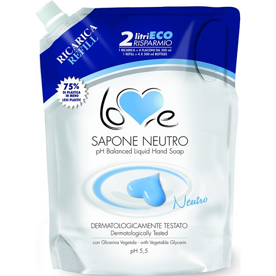 Madel Love Sapone Cremoso Neutro tekuté mydlo s vyváženým pH 5,5 náhradná náplň 2 l