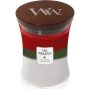 Woodwick Trilogy Winter Garland - Zimný girlanda vonná sviečka s dreveným knôtom a viečkom sklo stredná 275 g