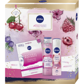 Nivea Berry Shake antiperspirant dezodorant sprej 150 ml + sprchový gél 300 ml + pleťová maska 1 kus, kozmetická súprava pre ženy