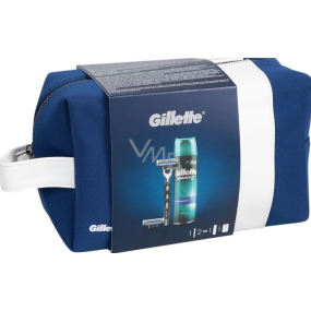 Gillette Mach3 holiaci strojček + náhradné hlavice 2 kusy + Comfort gél na holenie 200 ml + etue, kozmetická sada, pre mužov