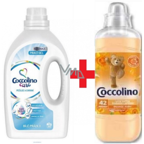 Coccolino Care White prací gél 30 dávok 1,2 l + Coccolino Orange Rush koncentrovaný prací prostriedok 42 dávok 1050 ml, duopack