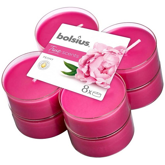 Bolsius Aromatic 2.0 Pivoňka - Pivoňka maxi vonné čajové sviečky 8 kusov, doba horenia 8 hodín