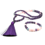 108 Mala Ametyst + Rozmarín náhrdelník meditačné šperky, prírodný kameň + náramok prírodný kameň, gulička 8 mm