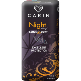Carin Night Wings Dlhé a mäkké hygienické vložky s krídlami 10 ks
