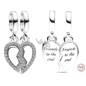 Prívesok zo striebra 925 Friends - Split Heart Charm 2v1, prívesok na náramok priateľstva