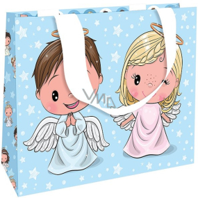 Nekupto Darčeková papierová taška s reliéfom 23 x 18 cm Vianoční anjeli
