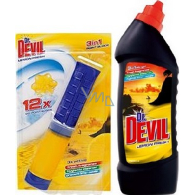 Dr. Devil Lemon Fresh Point Block Wc tekutý čistič 75 ml + Dr. Devil Lemon Fresh čistič 750 ml