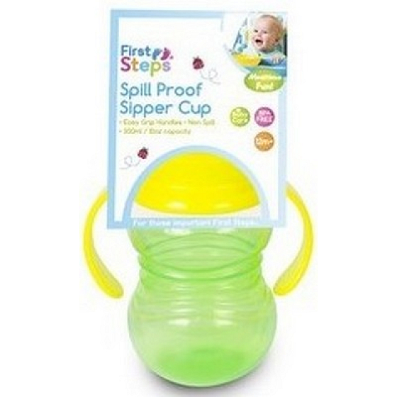 First Steps Sipper Cup 12+ fľašu so násoskou a dvoma ušami pre deti zelená 300 ml