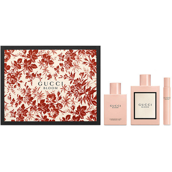 Gucci Bloom toaletná voda pre ženy 100 ml + telové mlieko 100 ml + toaletná voda 7,4 ml, darčeková sada