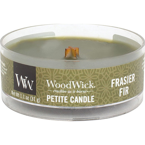 Woodwick Frasier Fir - Fraserova jedľa vonná sviečka s dreveným knôtom petite 31 g