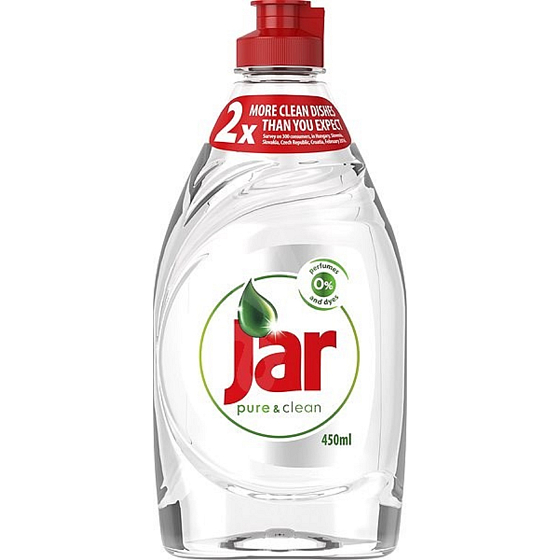 Jar Pure & Clean prostriedok na ručné umývanie riadu, neobsahuje žiadne parfumy ani farbivá 450 ml