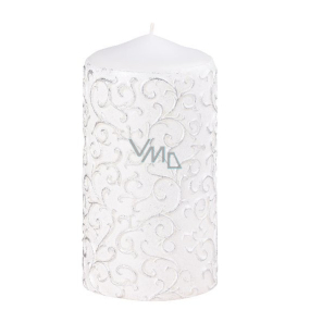 Arome Baroko sviečka valec biela, strieborné zdobenie 60 x 120 mm 280 g