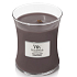 Woodwick Suede & Sandalwood - Semišové santalové drevo vonná sviečka s dreveným knôtom a viečkom sklo stredná 275 g