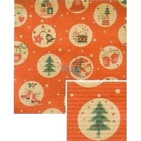 Nekupto Darčekový baliaci papier vianočné 70 x 150 cm Červený béžová kolieska