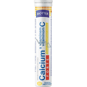 Biotter Calcium Forte doplnok stravy s vitamínom C s citrónovou príchuťou 80 g 20 kusov šumivých tabliet