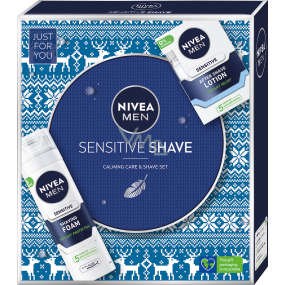 Nivea Men Sensitive Shave pena na holenie 200 ml + Sensitive balzam po holení 100 ml, kozmetická sada pre mužov