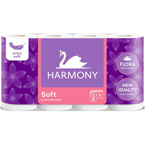 Harmony Soft Flora 3vrstvový toaletný papier, 8 rolí, 17,5 m rolka