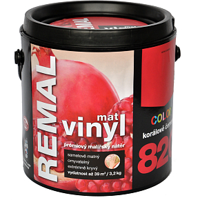 REMAL Vinyl Color mat umývateľná farba na stenu, 820 korálovo červená, 3,2 kg