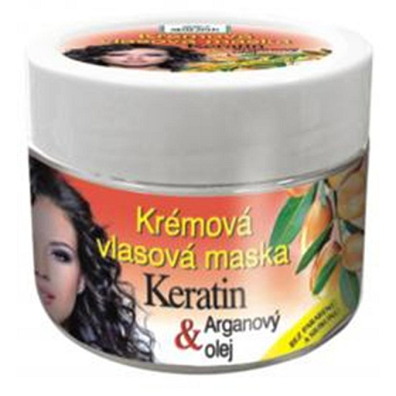Bione Cosmetics Keratín & Arganový olej krémová vlasová maska pre všetky typy vlasov 260 ml