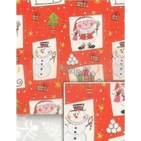 Nekupto Darčekový baliaci papier 70 x 200 cm Vianočný Červený podklad, snehuliak, santa