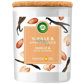 Air Wick Essential Oils Vanilla Bean & Sweet Almond - Vanilka a sladké mandle vonná sviečka sklo 185 g