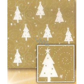 Nekupto Darčekový baliaci papier 70 x 200 cm Vianočný Zlatý, biele stromčeky