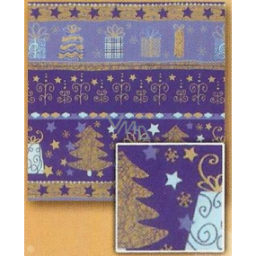 Nekupto Darčekový baliaci papier 70 x 200 cm Vianočný Modrý