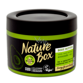 Nature Box Avokádo Regeneračné telové maslo pre intenzívneho obnovenie so 100% za studena lisovaným olejom, vhodné pre vegánov 200 ml